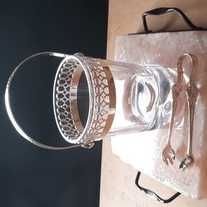 Royal Crystal Rock mini ice cube bucket with silver plated handle and prongs